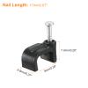 uxcell Cable Clips with Steel Nail, 200Pcs 9mm/0.35" Plastic Cable Wire Clips, Ethernet Cable Clips Nail in Cable Clips for Home Wires Cables Cords Management, Black view 2