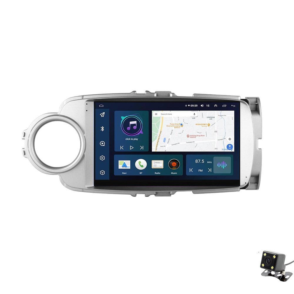 ADMLZQQ for Toyota Yaris 2012-2017 Car Stereo Radio Car-Play Android Auto,9 Inch Touch Screen 2 Din GPS Sat Navi Multimedia with Bluetooth 4G+WiFi+Backup Camera+SWC+Mirror Link,Y3 4+64g