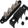 Power Distribution Block Bus Bar with Cover for Boat/Car/RV/Yacht, 4 x 3/8" Posts, 6 x #8 Screws Terminals, Max 48V 250A (3/8", Black) view 1