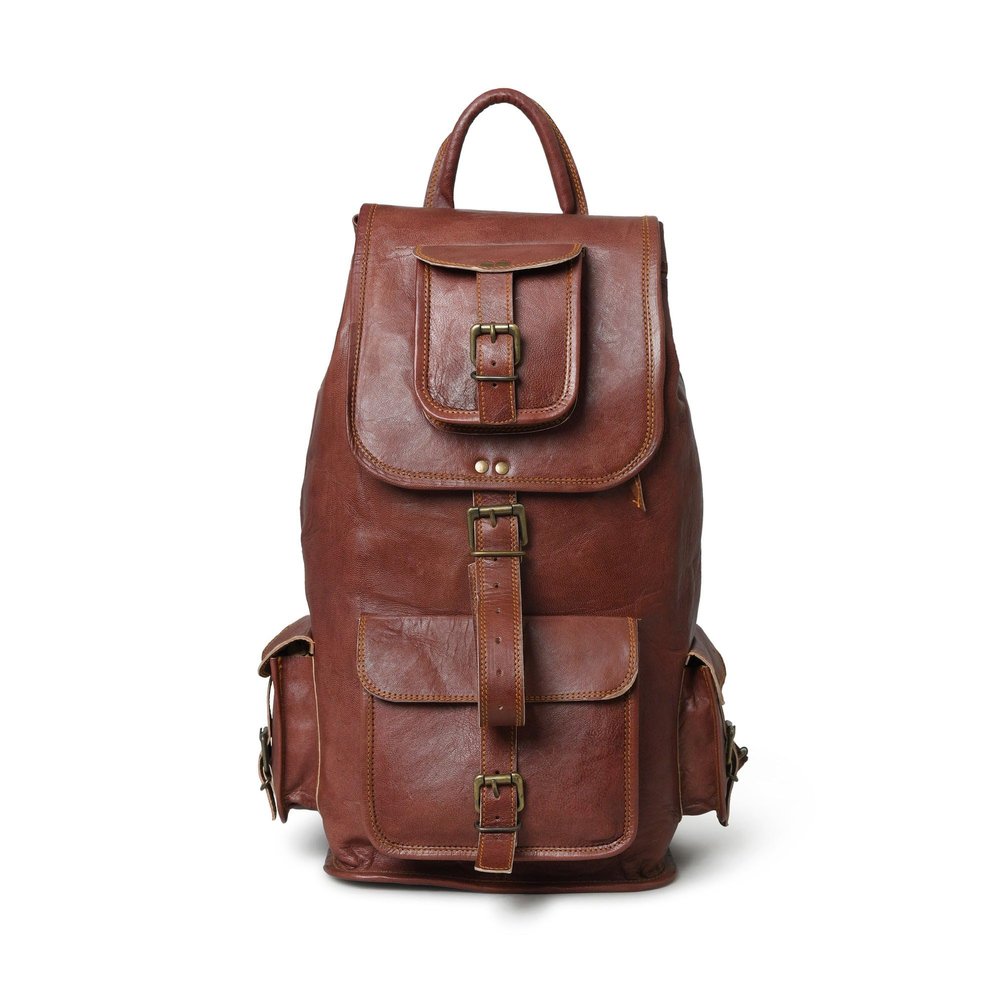 HANSA Leather Backpack For Men Laptop Bag Large Capacity Business Travel Hiking Shoulder Daypacks Business Travel Office Daypacks Brown Casual Backpacks