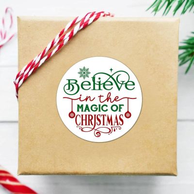 30 Pcs Believe in The Magic of Christmas Stickers - Gift Tags, Quote Decals for Water Bottles, Laptop, Envelope Seals, Goodie Bags - 1.5 Inches