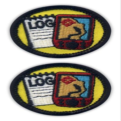 Set of Two - Patchion Geocaching Log and GPS Merit - Round 1.5" - Black Hook and Loop - Embroidered Patch/Badge/Emblem