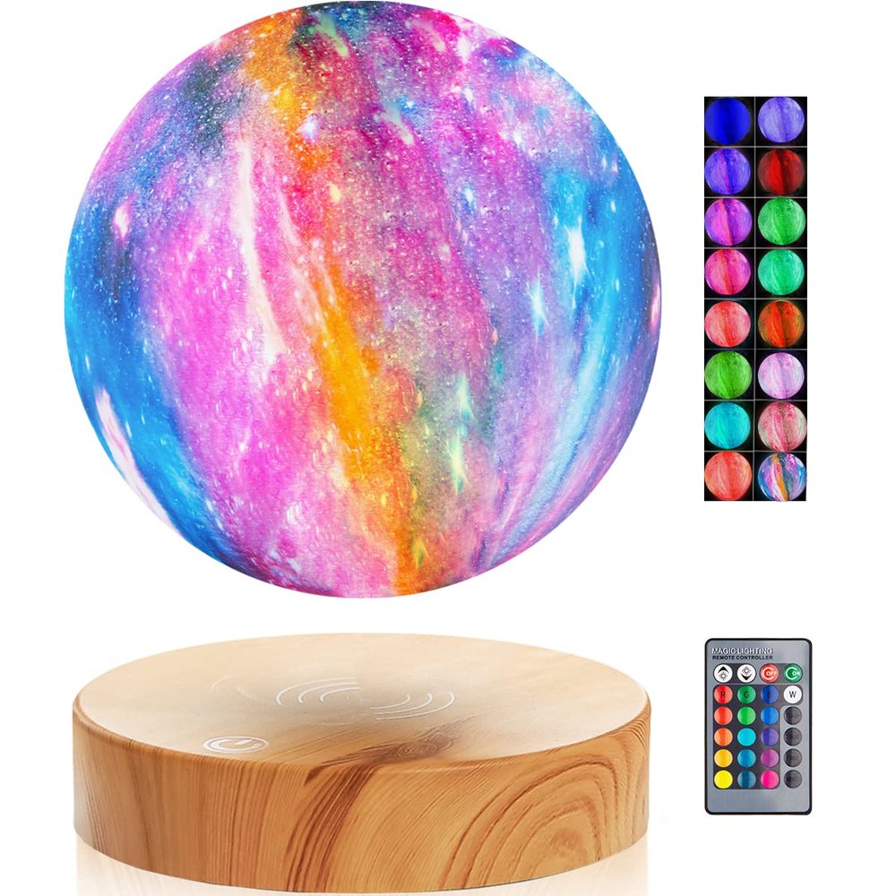 VGAzer Levitating Moon Lamp, 3D Galaxy Planet Floating Moon Lights Beside Lamp Remote Control(16 Colors)