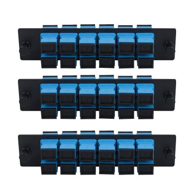fyboptwu 12-Port SC UPC SM Fiber Patch Panel with 12 Simplex Adapters, 3pcs