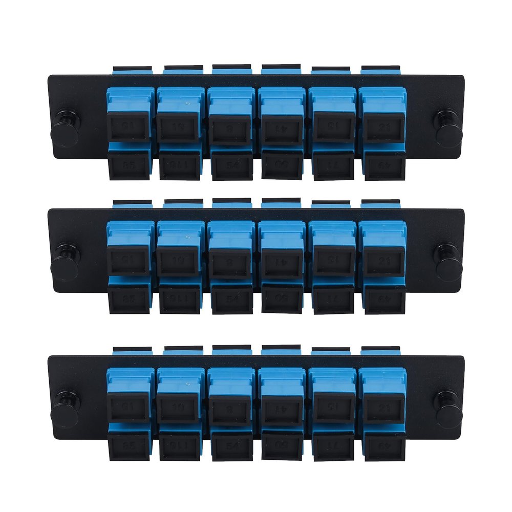 fyboptwu 12-Port SC UPC SM Fiber Patch Panel with 12 Simplex Adapters, 3pcs
