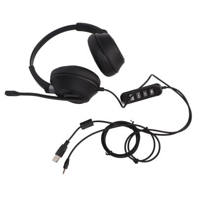 GOWENIC Telephone Headphone with USB Sound Card, Support Volume Adjustment, Mute, Binaural 3.5mm Plug, Clear Conversations, Comfortable, for Call Centers, Offices, Telemarketing