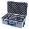 ColorCase Pelican Air 1535 Carry-on Case Silver - Medium Size Waterproof Case with Gray Padded Microfiber Dividers & Convoluted Lid Foam - Blue Handles & Latches view 1