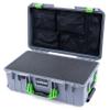 Pelican Air 1535 Carry-on Case by ColorCase - Silver - Medium Size Waterproof Case with Pick & Pluck Foam & Mesh Lid Organizer - Lime Green Handles & Latches view 1