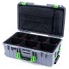 ColorCase Pelican Air 1535 Carry-on Case Silver - Medium Size Waterproof Case with TrekPak Divider System & Laptop Computer Lid Pouch - Lime Green Handles & Latches view 1