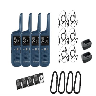 Motorola Solutions Portable FRS Talkabout T383 Two Way Radios 4-Pack Walkie Talkies Blue 22 Channels 6 PTT Earpieces Rechargeable