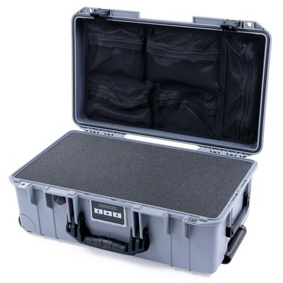 Pelican Air 1535 Carry-on Case by ColorCase - Silver - Medium Size Waterproof Case with Pick & Pluck Foam & Mesh Lid Organizer - Black Handles & Latches