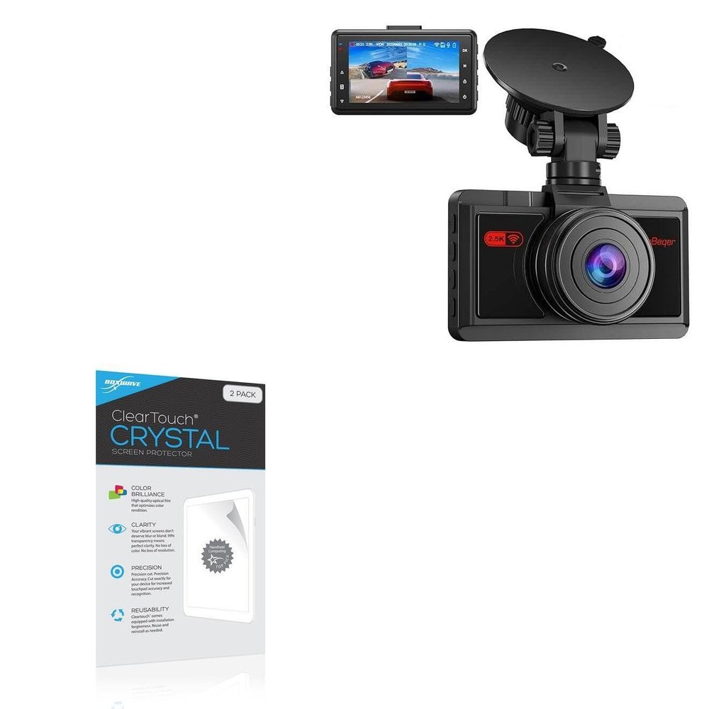 BoxWave Screen Protector Compatible with WeBeqer Car Dash Cam - ClearTouch Crystal (2-Pack), HD Film Skin - Shields from Scratches