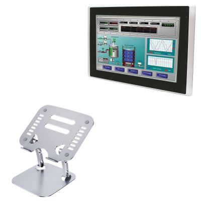 BoxWave Stand and Mount Compatible with AIS HMI-TCND0U-22AC - Executive VersaView Laptop Stand, Ergonomic Adjustable Viewing Angle Metallic Riser - Metallic Silver