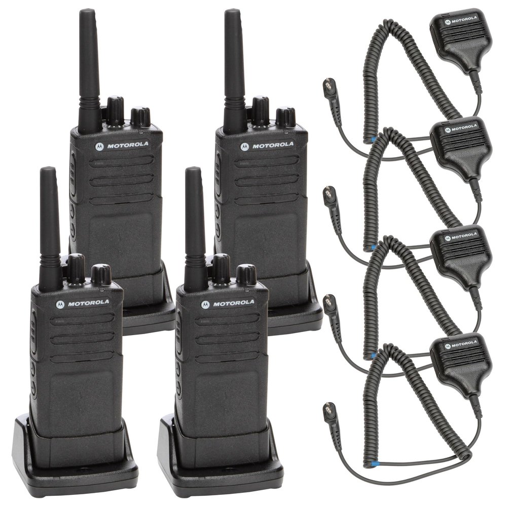 Motorola RMU2080 On-Site Rugged Two-Way Business Radio (RMU2080) + HKLN4606 Remote Speaker Mic (4-Pack)
