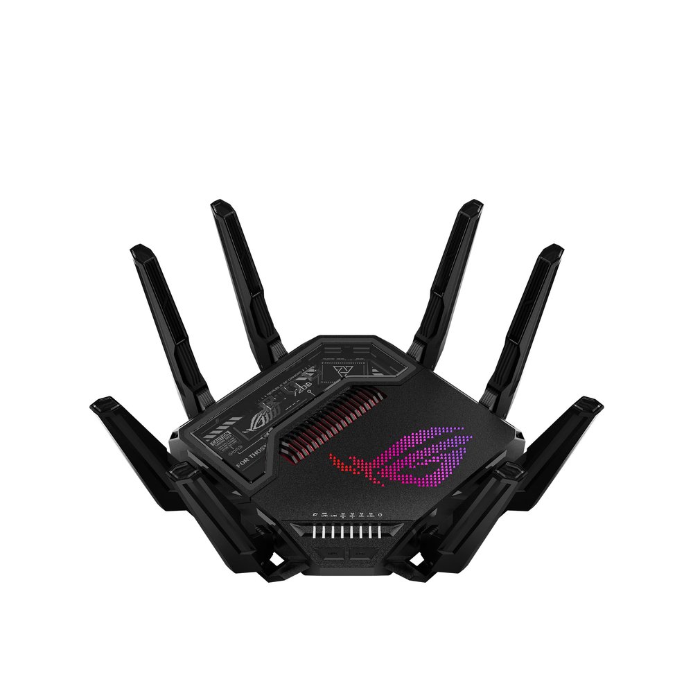 ASUS ROG Rapture GT-BE98 PRO First Quad-Band WiFi 7 Gaming Router supports 320MHz, Dual 10G Port, Triple-level Game Acceleration, Mobile Game Mode, Subscription-Free Security, AiMesh, and VPN features