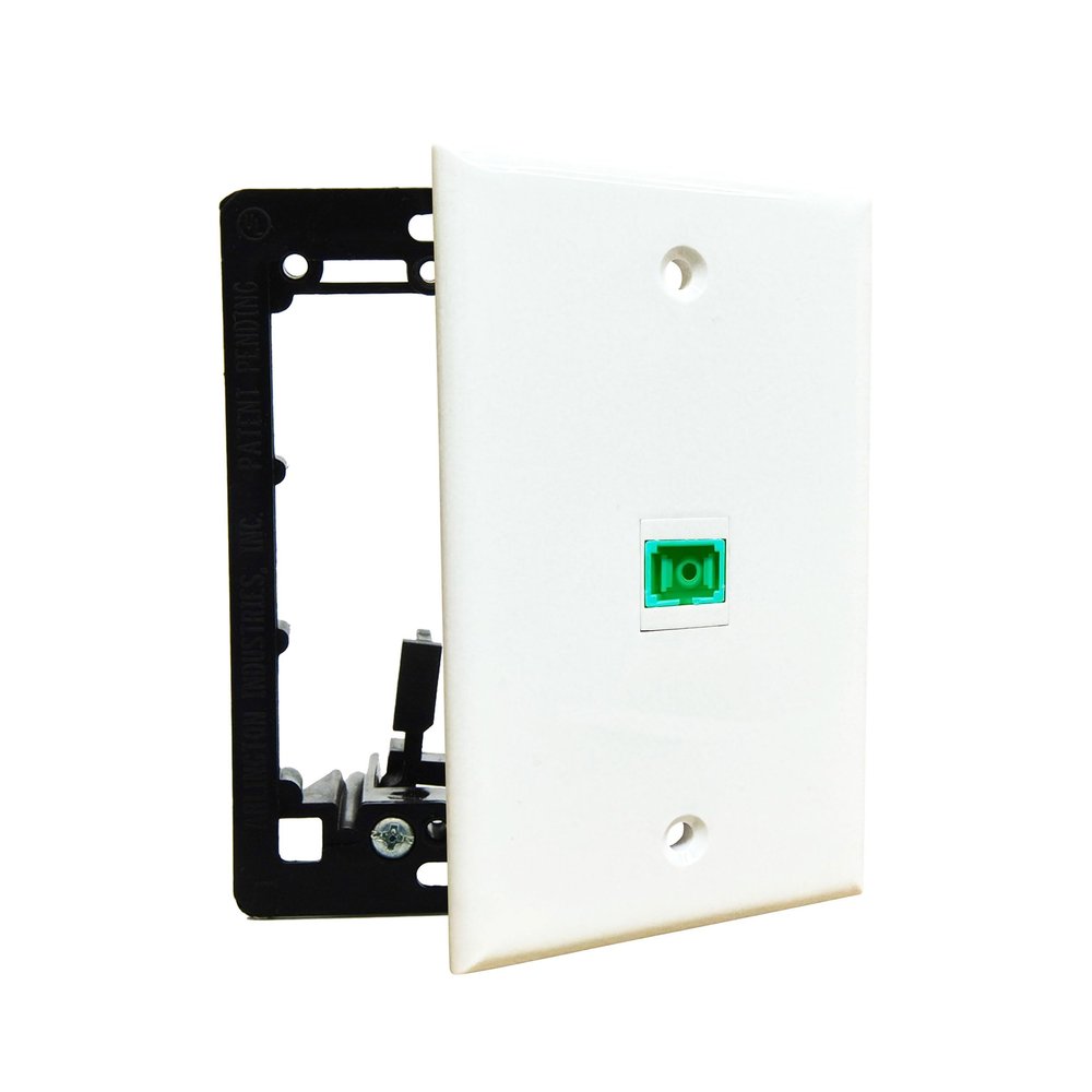 DIYTECH Fiber Optic Wall Plate, for SC/APC, Simplex, w/ 1-Gang Mounting Bracket, 1 Port - White
