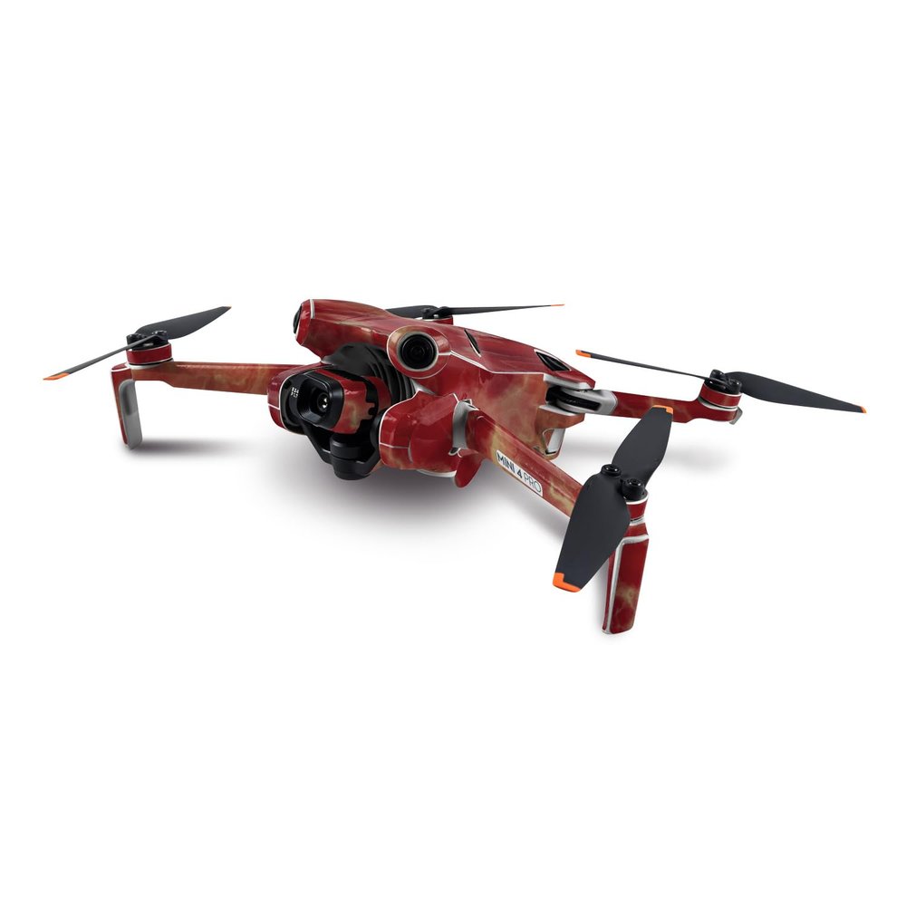 MightySkins Skin Compatible with DJI Mini 4 Pro - Crimson Marble | Protective, Durable, and Unique Vinyl Decal wrap Cover | Easy to Apply, Remove, and Change Styles
