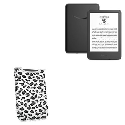 BoxWave Case Compatible with Amazon Kindle (11th Gen 2022) - Snow Leopard Plush SlipSuit, Animal Leopard Print Padded Soft Sleeve
