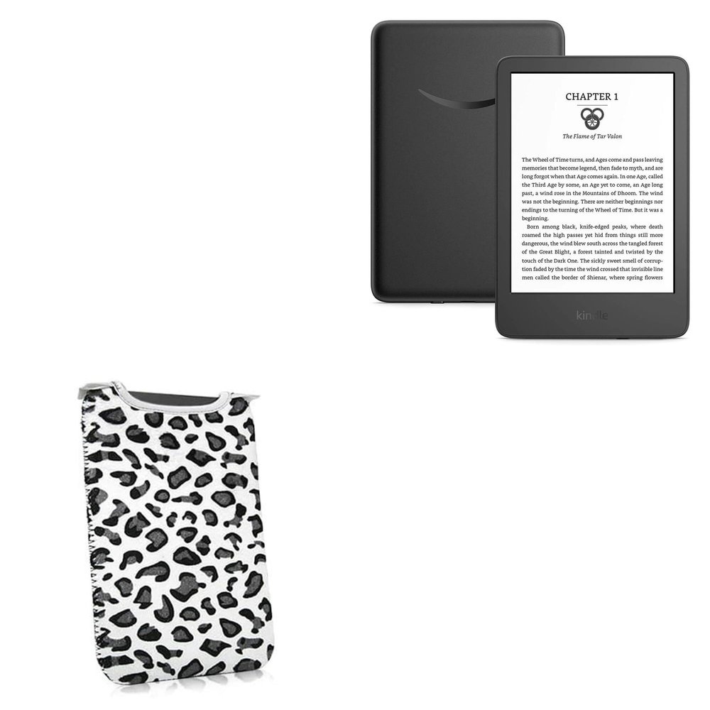 BoxWave Case Compatible with Amazon Kindle (11th Gen 2022) - Snow Leopard Plush SlipSuit, Animal Leopard Print Padded Soft Sleeve