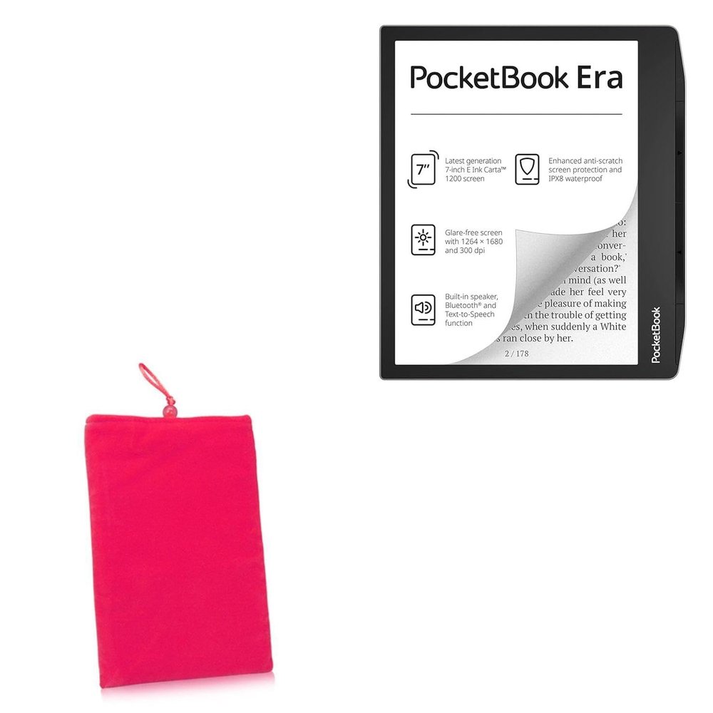 BoxWave Case Compatible with Pocketbook Era - Velvet Pouch, Soft Velour Fabric Bag Sleeve with Drawstring - Cosmo Pink