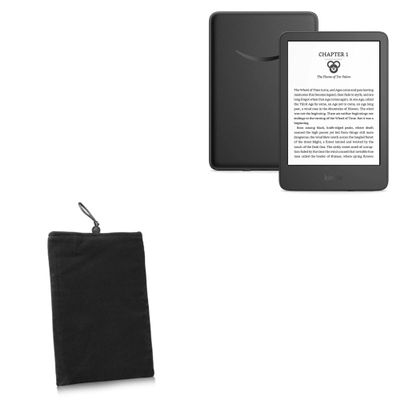 BoxWave Case Compatible with Amazon Kindle (11th Gen 2022) - Velvet Pouch, Soft Velour Fabric Bag Sleeve with Drawstring - Jet Black