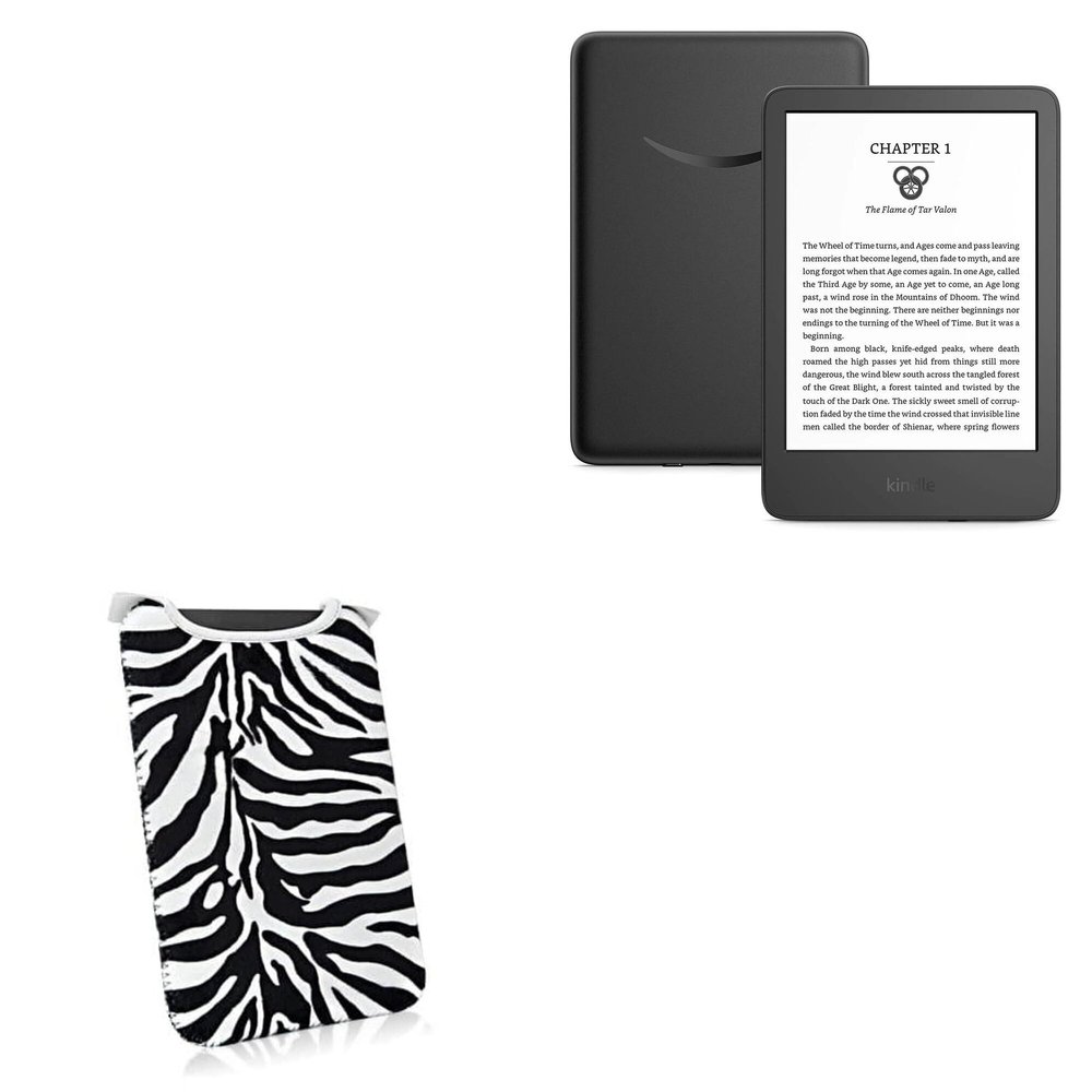 BoxWave Case Compatible with Amazon Kindle (11th Gen 2022) - Zebra Plush SlipSuit, Animal Print Padded Soft Sleeve