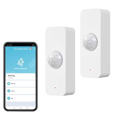 WiFi Motion Sensor, Smart Motion Detector for Home Security, Wireless Motion Sensor App Remote Monitor, Voice Command Compatible with Alexa. 2 Pack