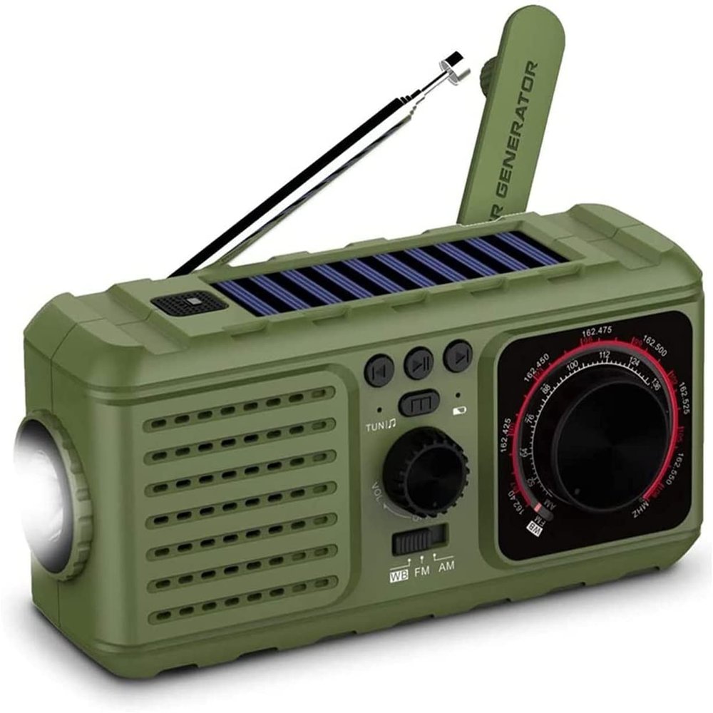 KouRy Hand Crank Radio with Flashlight for Emergency,Portable Radio -2200mAh Power Bank USB Charger LED Flashlights, Portable Outdoor and Family