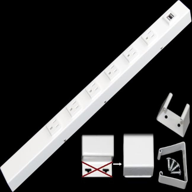 20 Hardwired Power Strip (NO Power Cord), 6 Vertical Outlets (NOT Tamper Resistant), NO Ears (Without mounting tabs), 15A (NOT a 20 Amp Unit), USB, White