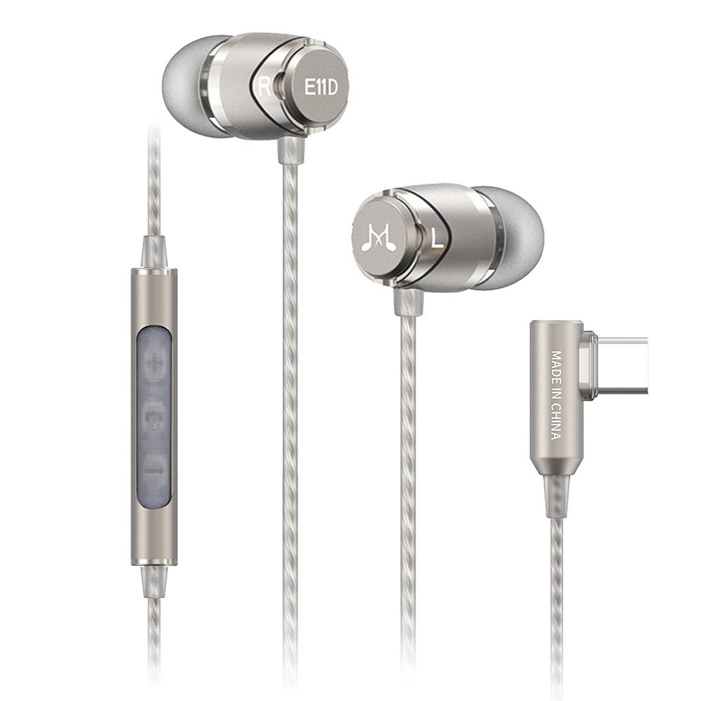 SoundMAGIC E11D Digital USB C Headphones Type C Earbuds with Microphone HiFi Stereo Earphones Powerful Bass Noise Isolating Compatible with Android Device Gunmetal