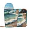 Coastal Oven Mitts and Pot Holders 2 PCS for Kitchen Heat Resistant Non Slip Oven Gloves Hot Pads Funny Oven Mitt Potholder with Hanging Loop for Cooking Grilling Baking BBQ Kitchen Decor view 1