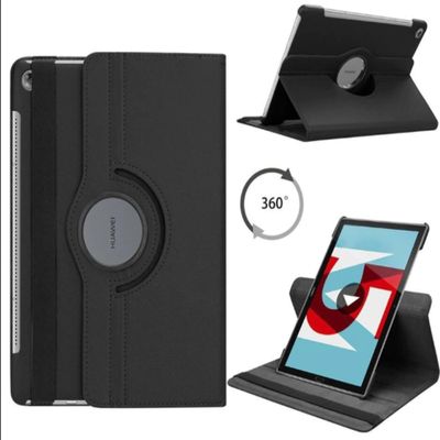 360 Rotating Leather Tablet Case Cover for Huawei MediaPad Models Black M6 (10.8'')