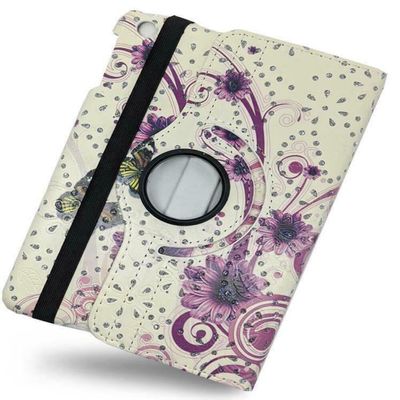 360 Rotating Leather Case Cover For Apple iPad 10.2 (2020) / Apple iPad 8th Gen Purple Flower