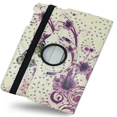 360 Rotating Leather Case Cover For Apple iPad Air 1 / 1st Generation PURPLE FLOWER