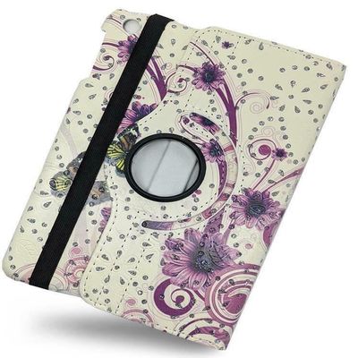 360 Rotating Leather Case Cover For Samsung Galaxy Tab A 10.1 (2019) T510 / T515 Purple Flower
