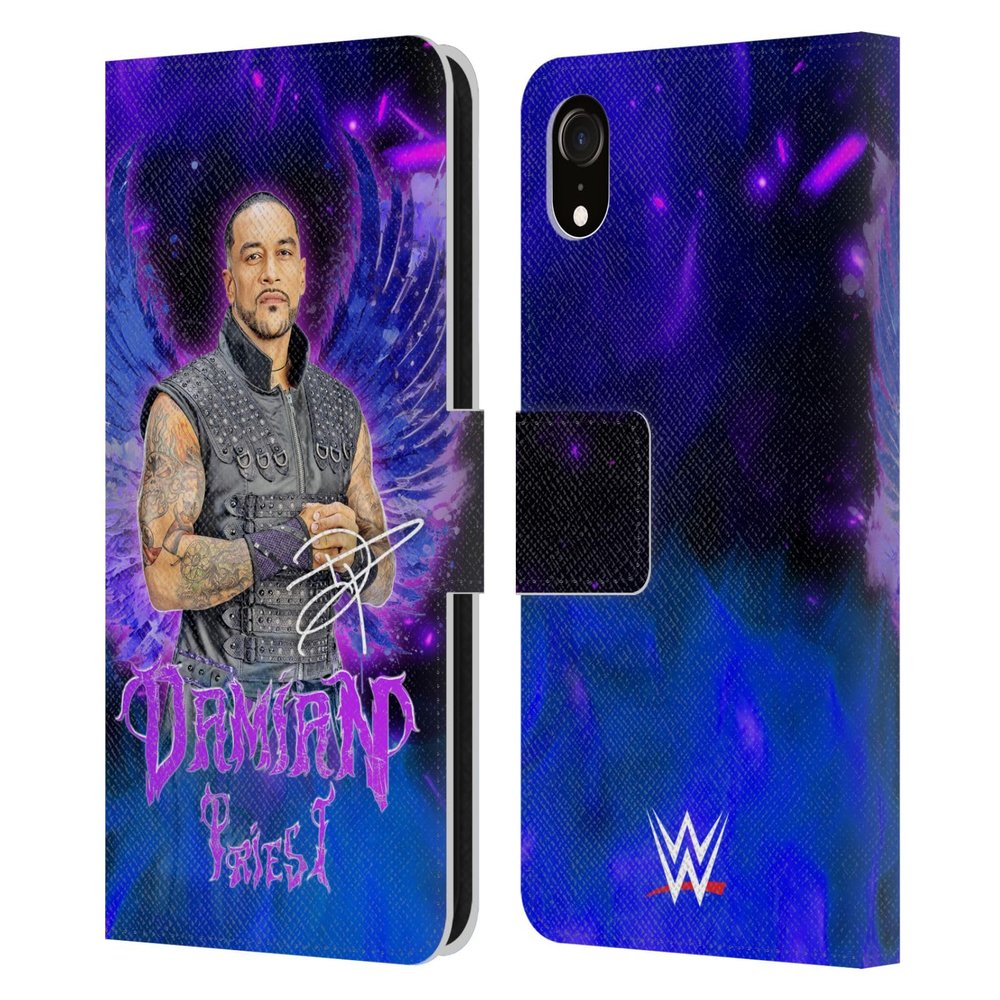 Head Case Designs Officially Licensed WWE Portrait Damian Priest Leather Wallet Case Compatible with Apple iPhone XR