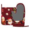Happy Christmas Oven Mitts and Pot Holders 2 PCS for Kitchen Heat Resistant Non Slip Oven Gloves Hot Pads Funny Oven Mitt Potholder with Hanging Loop for Cooking Grilling Baking BBQ Kitchen Decor view 2