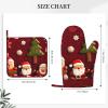 Happy Christmas Oven Mitts and Pot Holders 2 PCS for Kitchen Heat Resistant Non Slip Oven Gloves Hot Pads Funny Oven Mitt Potholder with Hanging Loop for Cooking Grilling Baking BBQ Kitchen Decor view 3