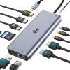 LIONWEI Laptop Docking Station 13 in 1 - Dual HDMI+DisplayPort+10Gbps, 6 USB C/A, 100W PD, Ethernet, SD/TF, Audio, USB C Hub for MacBook/Dell/HP/Surface view 1