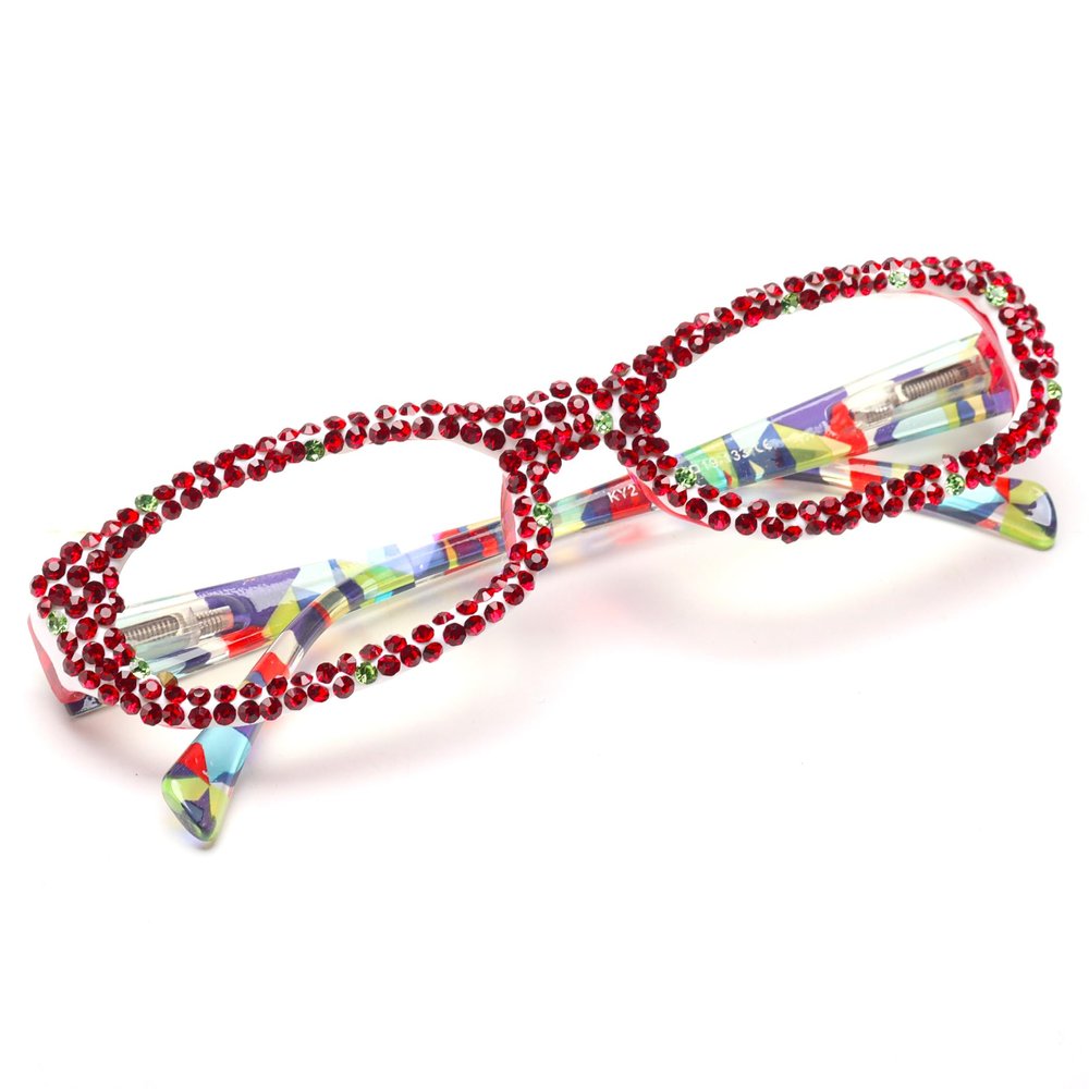 bullabulling Rectangle Bling Rhinestone Reading Glasses For Women Blue Light Blocking Reader Computer Eyeglass Frame (Christmas, 1.0, x)