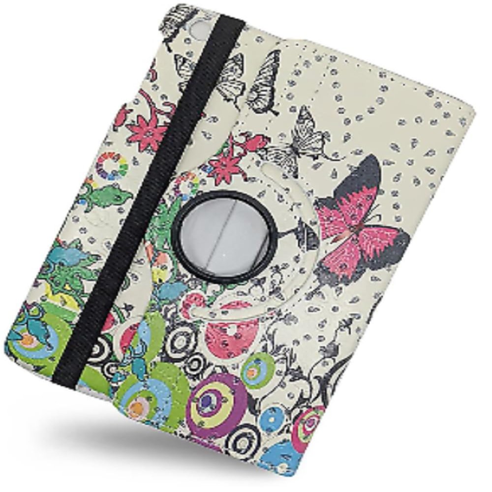 360 Rotating Leather Kickstand Case Cover For Samsung Galaxy Tab E Nook 9.6 Inch Pink Butterfly