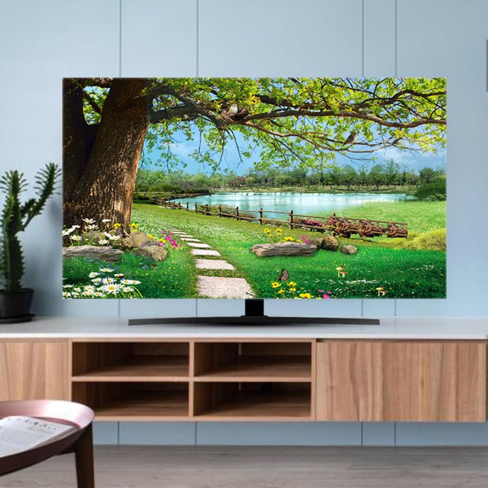 GSGC TV Cover TV Dust Cover Universal Home 32-80 Inch LCD LED TV Dustproof Cover Landscape Painting Print TV Screen Protector Cover Indoor TV Fabric Bedroom Living Room Decoration for LCD LED Plasma