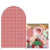 Aerdce Red and White Checkered Arch Backdrop Fabric Covers Strawberry Theme Stretchy Arched Stand Cover for Birthday Party Baby Shower Decoration Supplies(Cover+Arch Stand) view 1