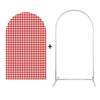 Aerdce Red and White Checkered Arch Backdrop Fabric Covers Strawberry Theme Stretchy Arched Stand Cover for Birthday Party Baby Shower Decoration Supplies(Cover+Arch Stand) view 2