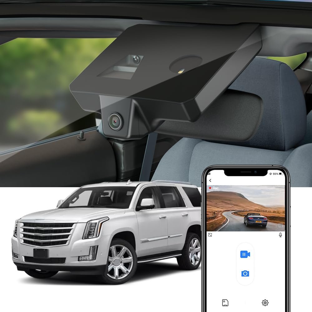 Fitcamx 4K Dash Cam Compatible with Cadillac Escalade 2015 2016 2017 2018 2019 2020 (has Auto-Dimming), OEM Style, UHD 2160P Video, Built-in WiFi, Loop Recording, G-Sensor, Plug&Play, 64GB Card