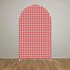 Aerdce Red and White Checkered Arch Backdrop Fabric Covers Strawberry Theme Stretchy Arched Stand Cover for Birthday Party Baby Shower Decoration Supplies(Only Cover) view 2