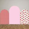 Aerdce Red and White Checkered Arch Backdrop Fabric Covers Strawberry Theme Stretchy Arched Stand Cover for Birthday Party Baby Shower Decoration Supplies(Only Cover) view 4