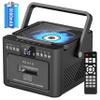 Boombox Cassette CD Player Bluetooth5.1 with 5000mAh Battery,5W Dual Stereo Speakers,Rechargeable CD Player with FM Radio,Remote Control,Tape Recording,3.5mm Earphone Jack,AUX/Micro SD/USB for Home view 1