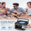 Boombox Cassette CD Player Bluetooth5.1 with 5000mAh Battery,5W Dual Stereo Speakers,Rechargeable CD Player with FM Radio,Remote Control,Tape Recording,3.5mm Earphone Jack,AUX/Micro SD/USB for Home view 4