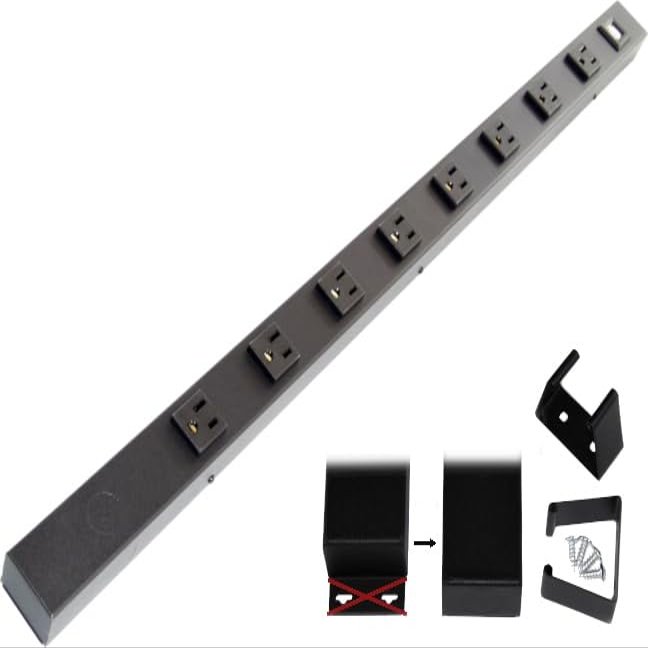 30 Hardwired Power Strip (NO Power Cord), 8 Vertical Outlets (NOT Tamper Resistant), NO Ears (Without mounting tabs on Both Ends), 15A (NOT a 20 Amp Unit), USB, Black